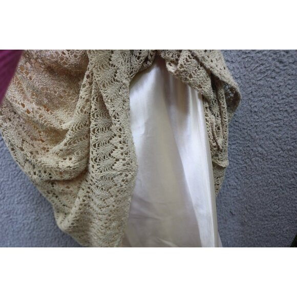 Vintage ALGO Crochet Sheer Maxi Dress-12-Lined with Satin-Cottagecore-Y2K - Picture 7 of 9